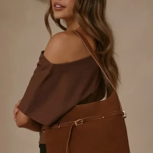 Bolsa Leonie com Fivela - Suede Castanho