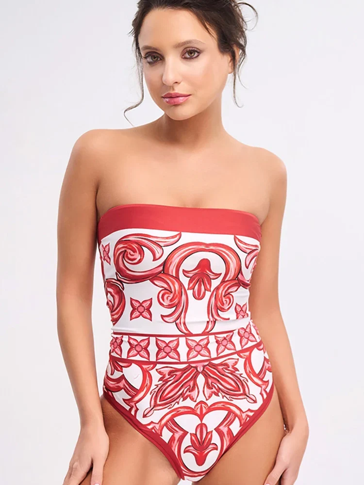 Ethnic Print One-Piece Swimsuit Set - Image 7