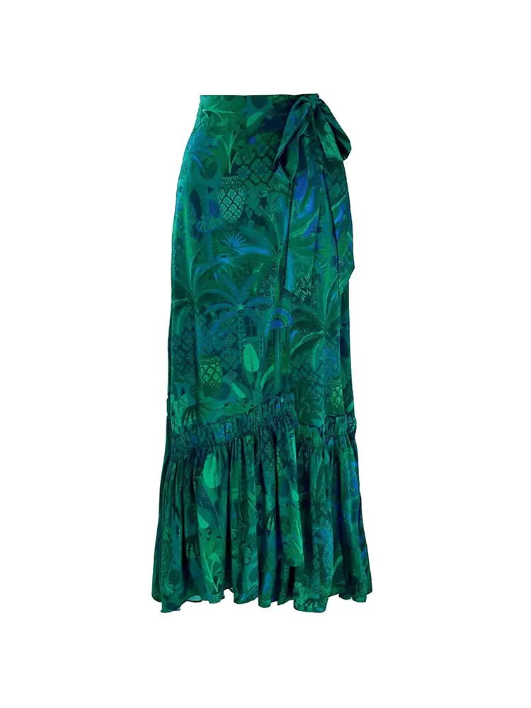 Reversible Green Print High-Waist Bikini Set - Image 8