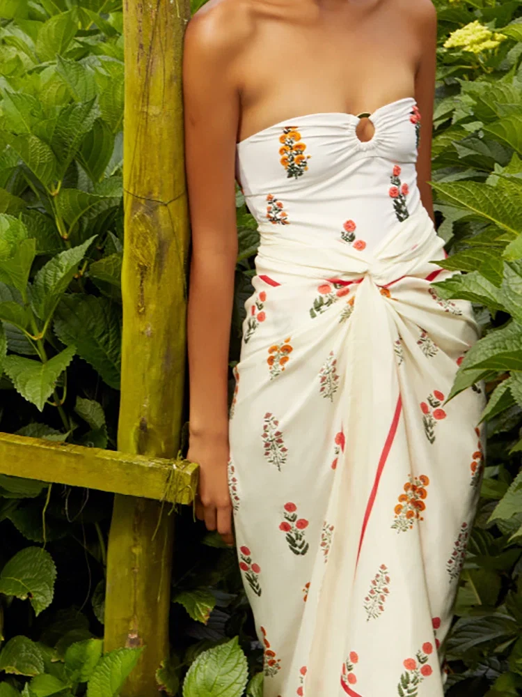 Strapless Floral Embellished One-Piece Swimsuit