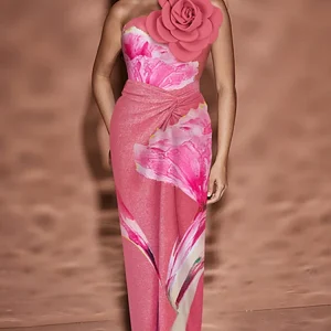 3D Floral Pink Print Swimsuit Set