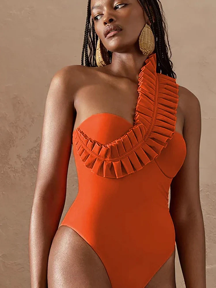 Ruffled Ruched One Piece Swimsuit - Image 4