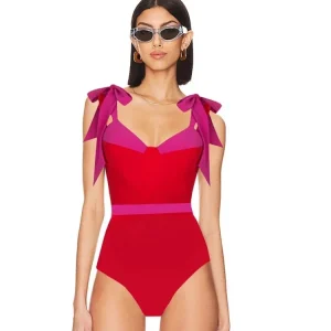 Colorblock Bow Tie Bikini Swimsuit Set