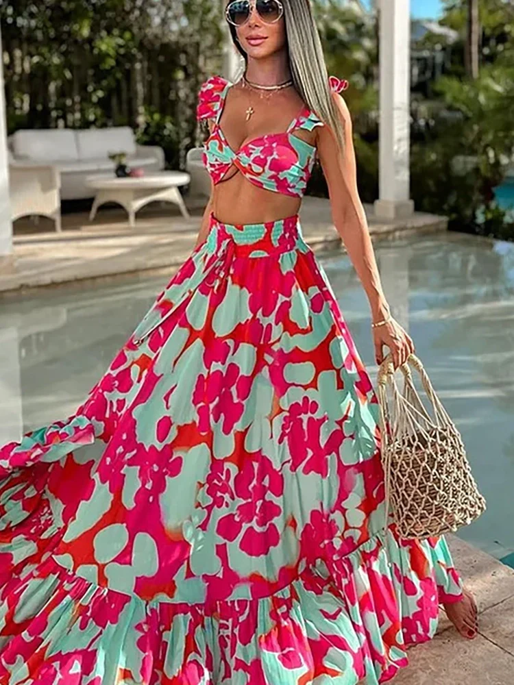 Ruffle Floral High-Waist Bikini Set - Image 3