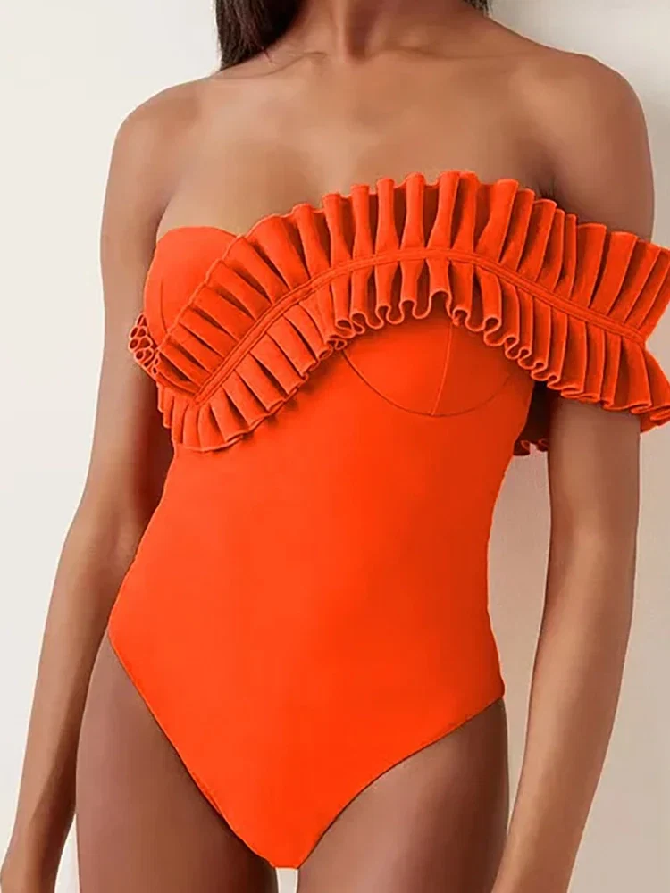 Ruffled Ruched One Piece Swimsuit - Image 5