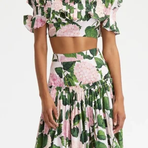 Ruffled Hydrangea Strapless Bikini Set