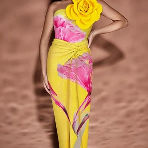 Floral Print Swimsuit with 3D Flower Detail