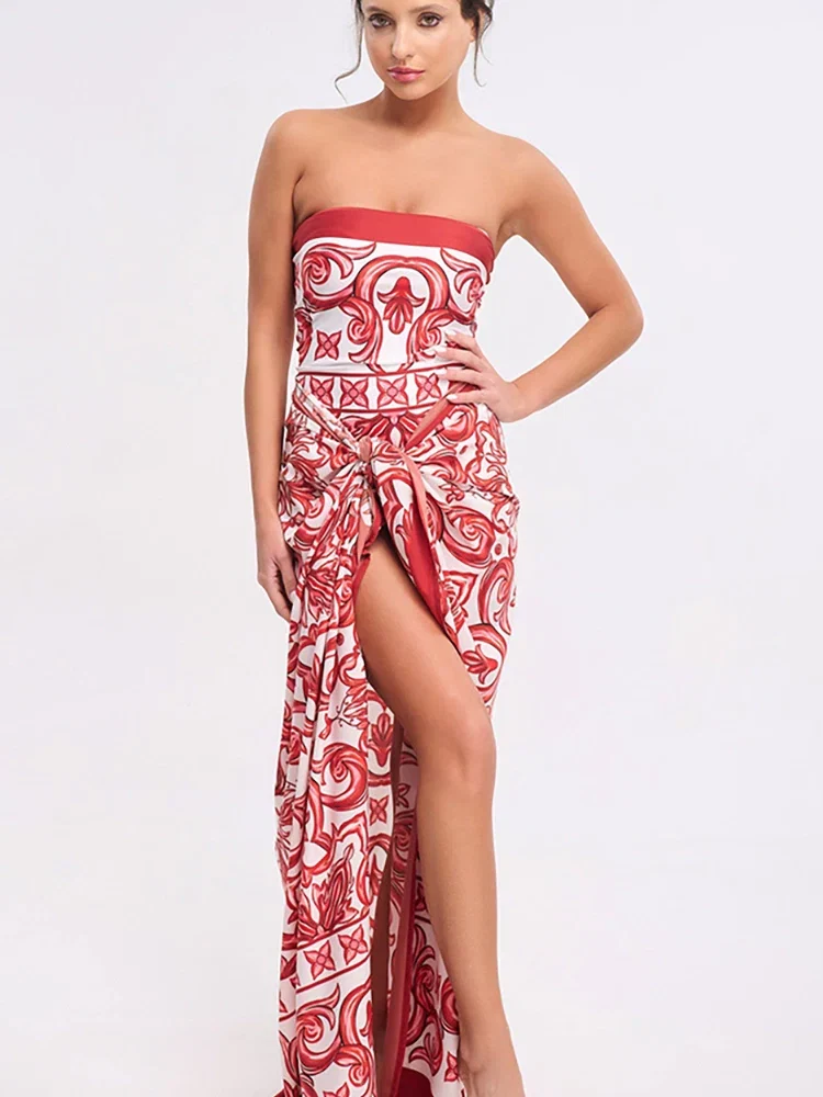 Ethnic Print One-Piece Swimsuit Set - Image 2
