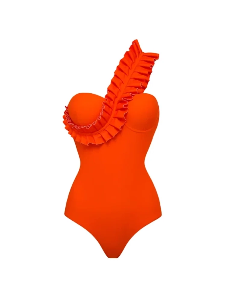 Ruffled Ruched One Piece Swimsuit - Image 6