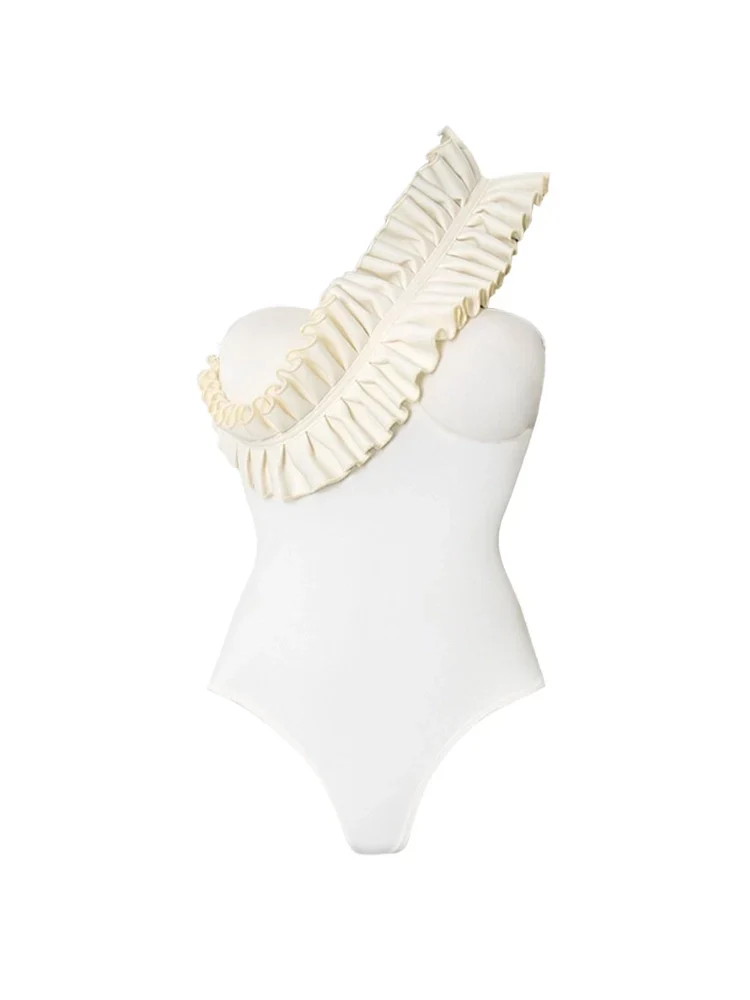 Ruffled Ruched One Piece Swimsuit - Image 7