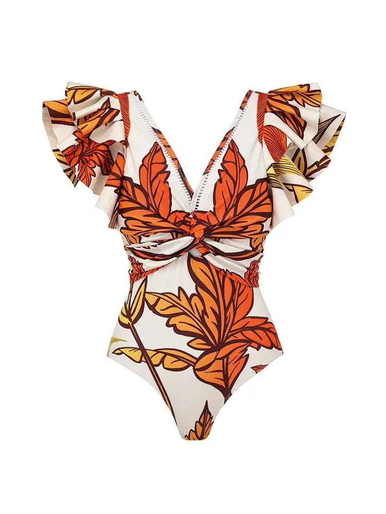 Maple Print Swimsuit Set Trio - Image 6