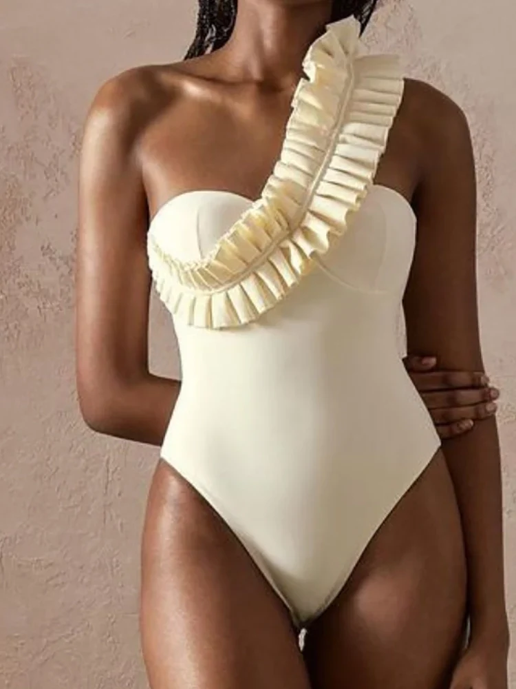 Ruffled Ruched One Piece Swimsuit - Image 3