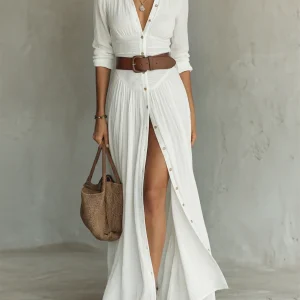 Alva - Maxi Vestido Branco de Linho