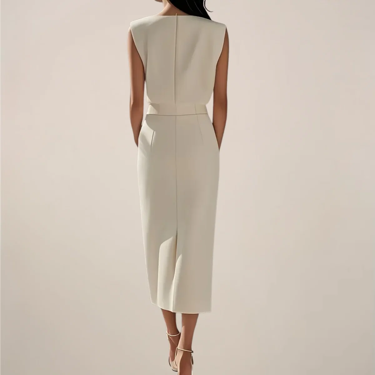 Vestido Midi Sem Mangas com Detalhe em Botões - Image 6