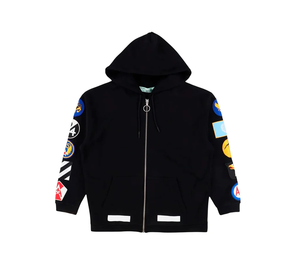 OFF-WHITE c/o Virgil Abloh Patches Zip Hoodie - Black - Image 2