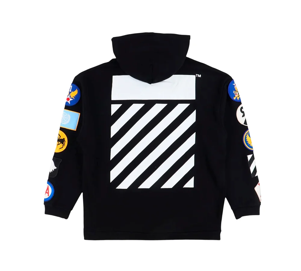 OFF-WHITE c/o Virgil Abloh Patches Zip Hoodie - Black - Image 3