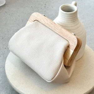 Kimmi Wooden Structure Clutch - Nude