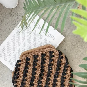 Eadie Crochet Clutch - Black / Natural