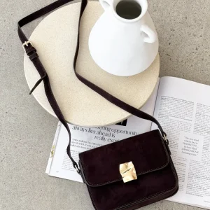 Chelsea Chocolate Suede Shoulder Bag
