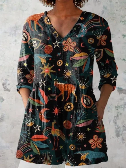 Adeline | Blusa Longa com Decote em V