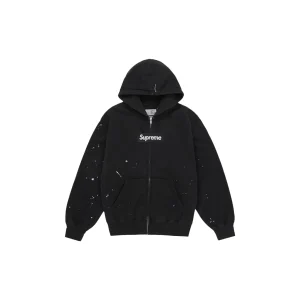 Supreme MM6 Maison Margiela Box Logo Zip Up Hooded Sweatshirt - Black