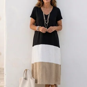 Thalia - Vestido Midi Bicolor de Verão