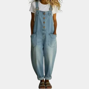 Teresa | Macacão de denim vintage suave com alças ajustáveis