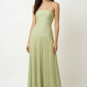 Vestido Maxi Verde Sem Alças para Convidadas de Casamento