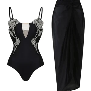 Rhinestone Rose One-Piece Swimsuit