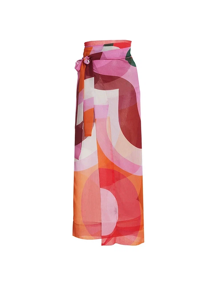 Geometric Print One Piece Swimsuit Set - Image 5