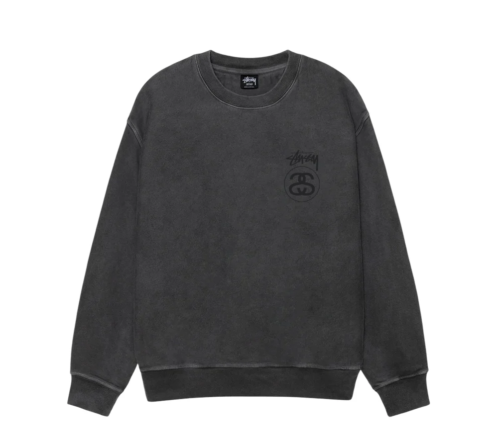 Stüssy Stock Link Pigment Dyed Crewneck - Black