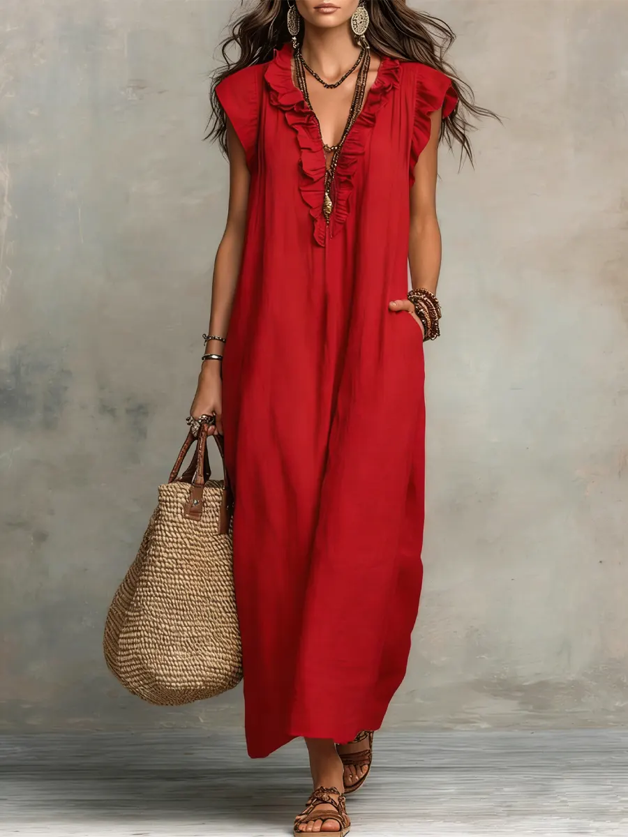Camélia | Vestido Longo Fluido com Babados - Image 5